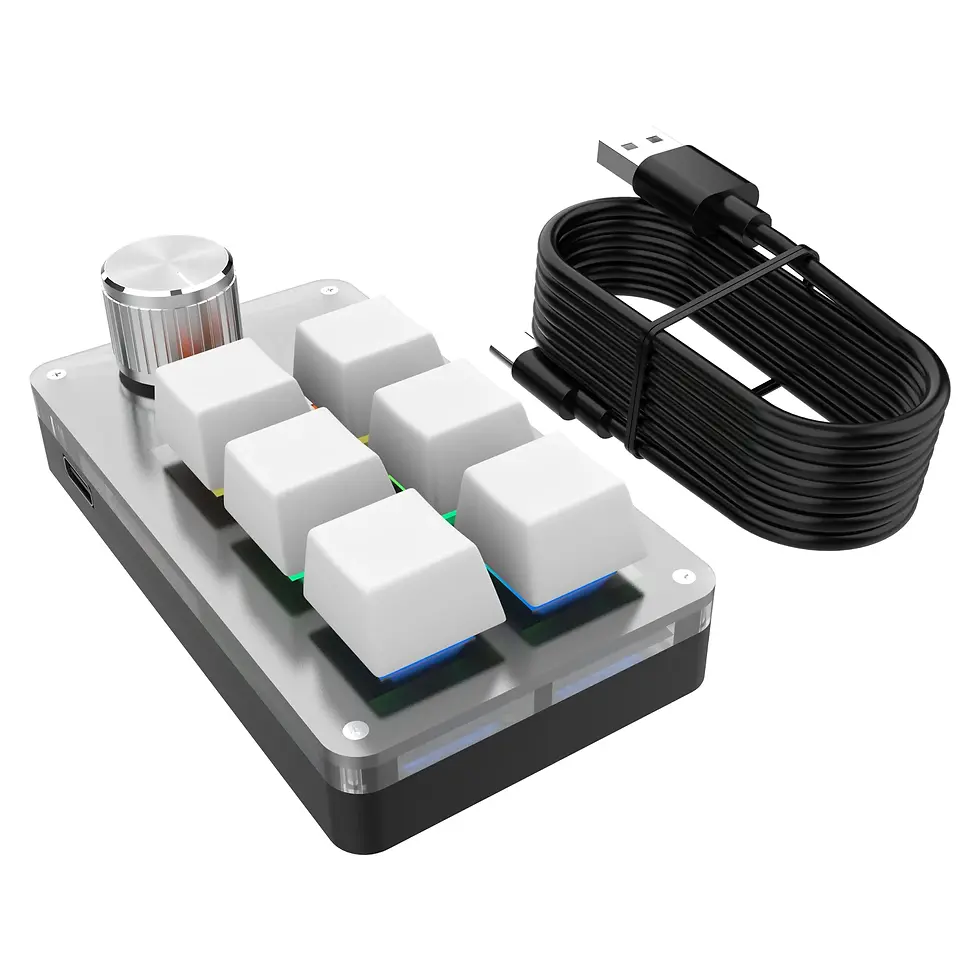 Miniatura: Macro Pad RGB 6 Teclas + Botão Giratório — Teclas Programáveis