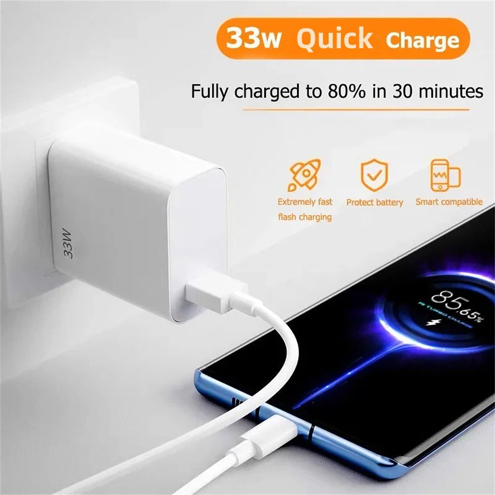 Miniatura: Carregador Rápido 33W com Cabo USB-C 6A — Para Xiaomi, Samsung e iPhone