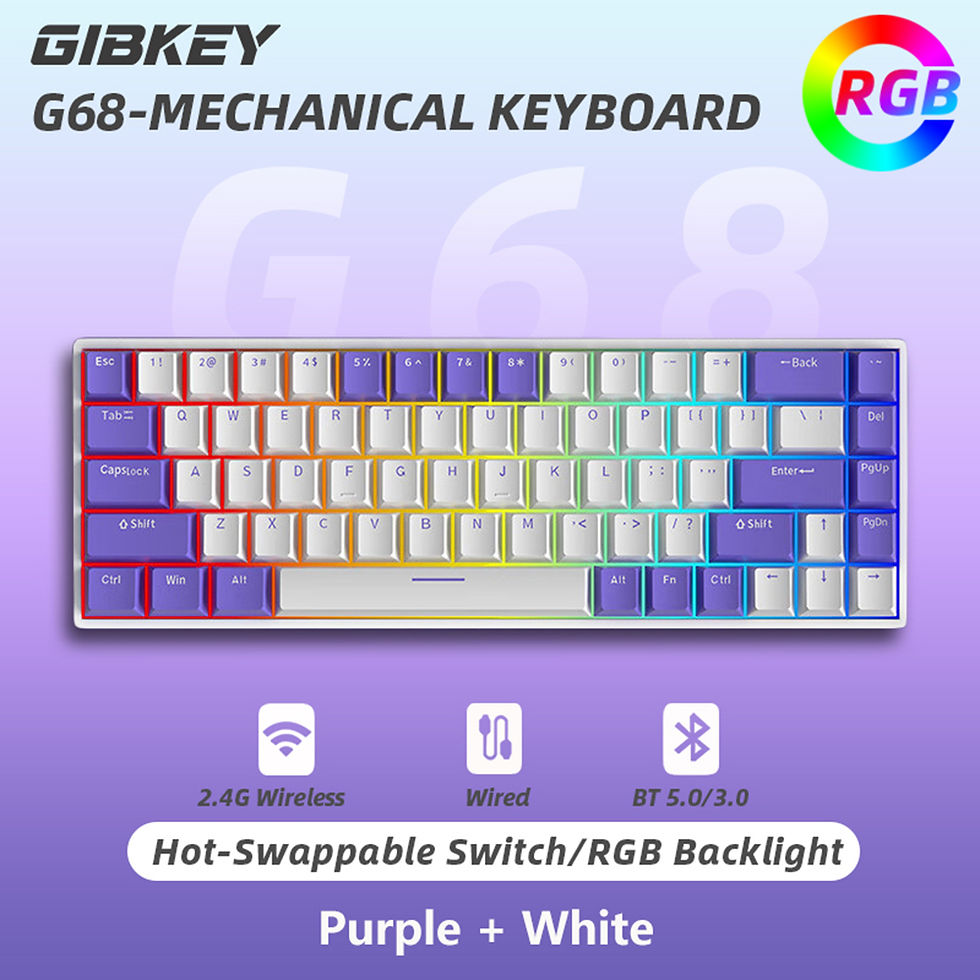 Miniatura: Teclado Mecânico G68 65% — Hot-Swap, Bluetooth/USB, RGB, Bateria 3000 mAh