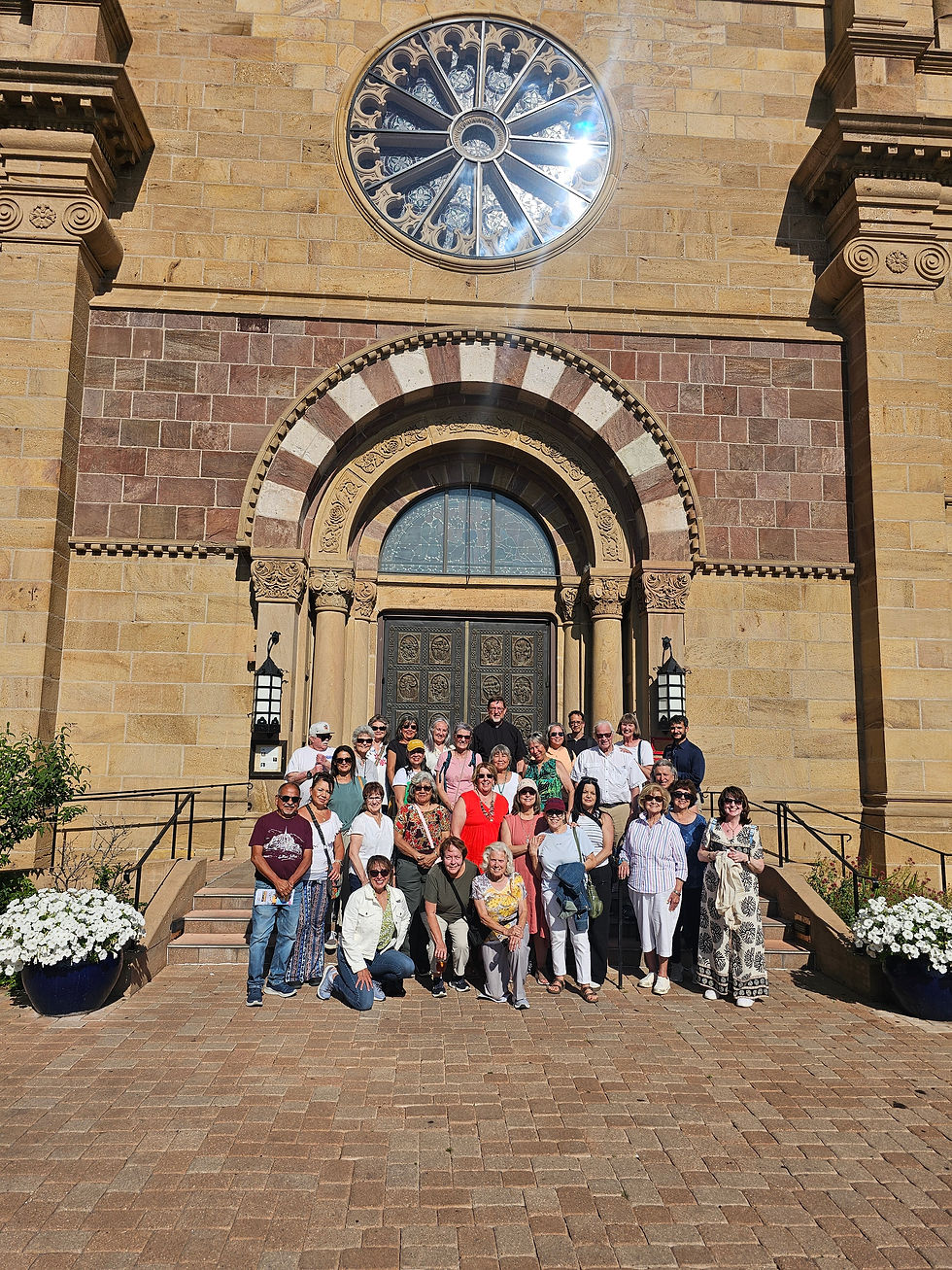 Pilgrims outside The Cathedral Basilica of St. Francis of Assisi, Santa Fe