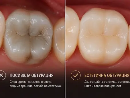 Посивяла композитна обтурация срещу естетична композитна реставрация – причини за промяна на цвета и дълготрайна естетика на възстановяванията.