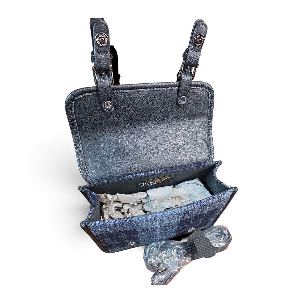 Thumbnail: Glen Appin of Scotland Harris Tweed Mini Satchel - Navy