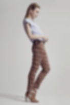 printed pant with leather details