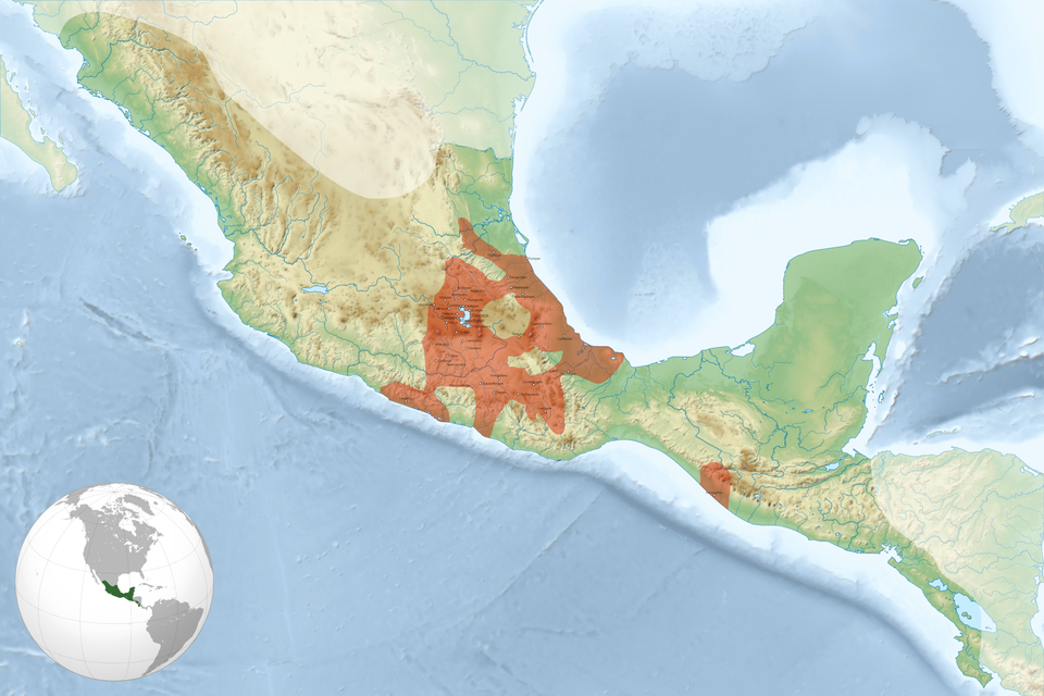 A map of the Culhua Mexica (Aztec) empire at its height. (Image Source: Wikimedia Commons)