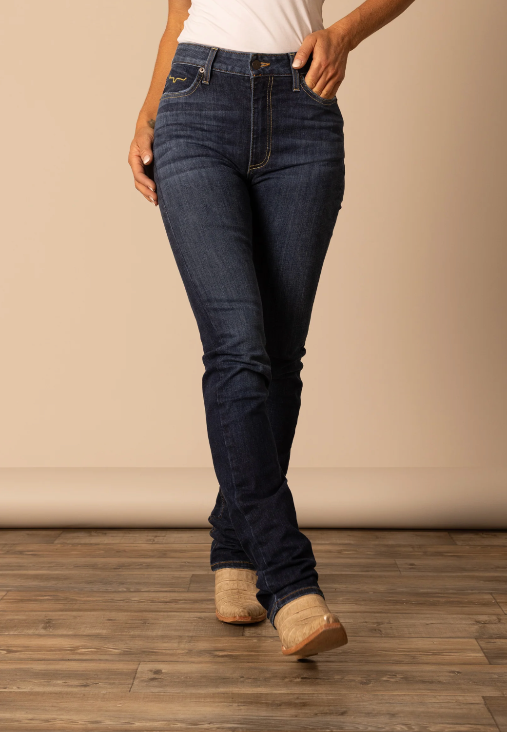 KIMES WOMENS SARAH HIGH-RISE SLIM BOOTCUTJEAN