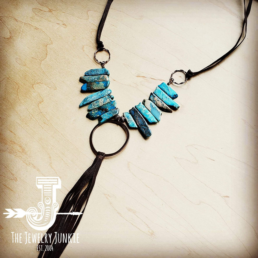 COPPER HOOP ON IMPERIAL JASPER SLAB NECKLACE