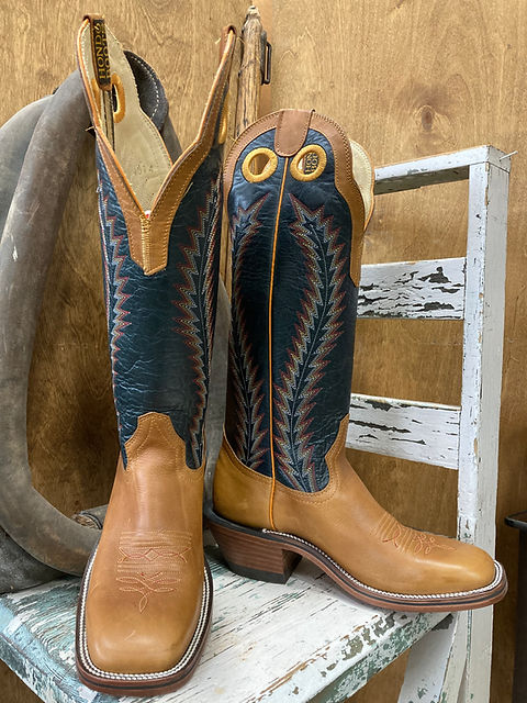 80s HONDO BOOTS ウエスタンブーツ HONDO MEN'S HONEY APACHE WITH NAVY VOLCANO TOP BOOT | The Cowboys