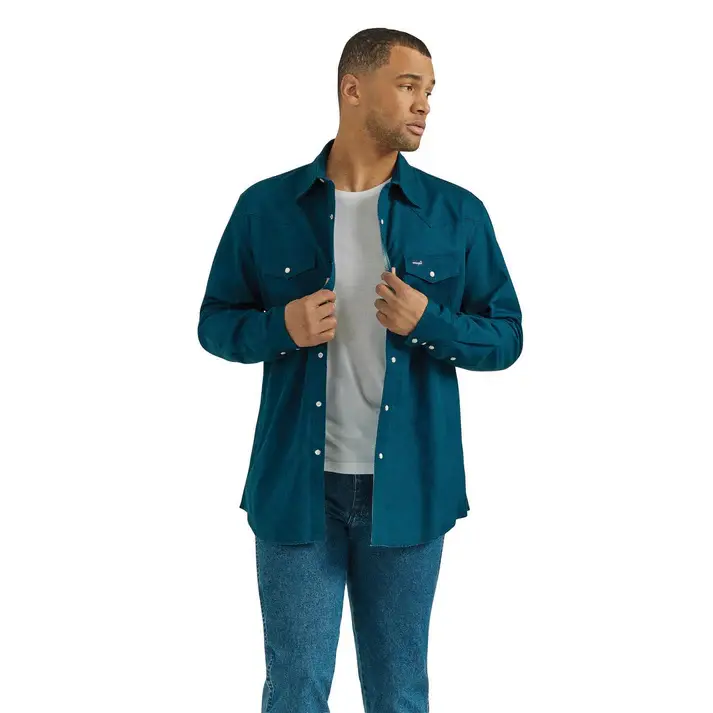 WRANGLER TEAL FLANNEL LINED WORKSHIRT - CLASSIC FIT 112352657