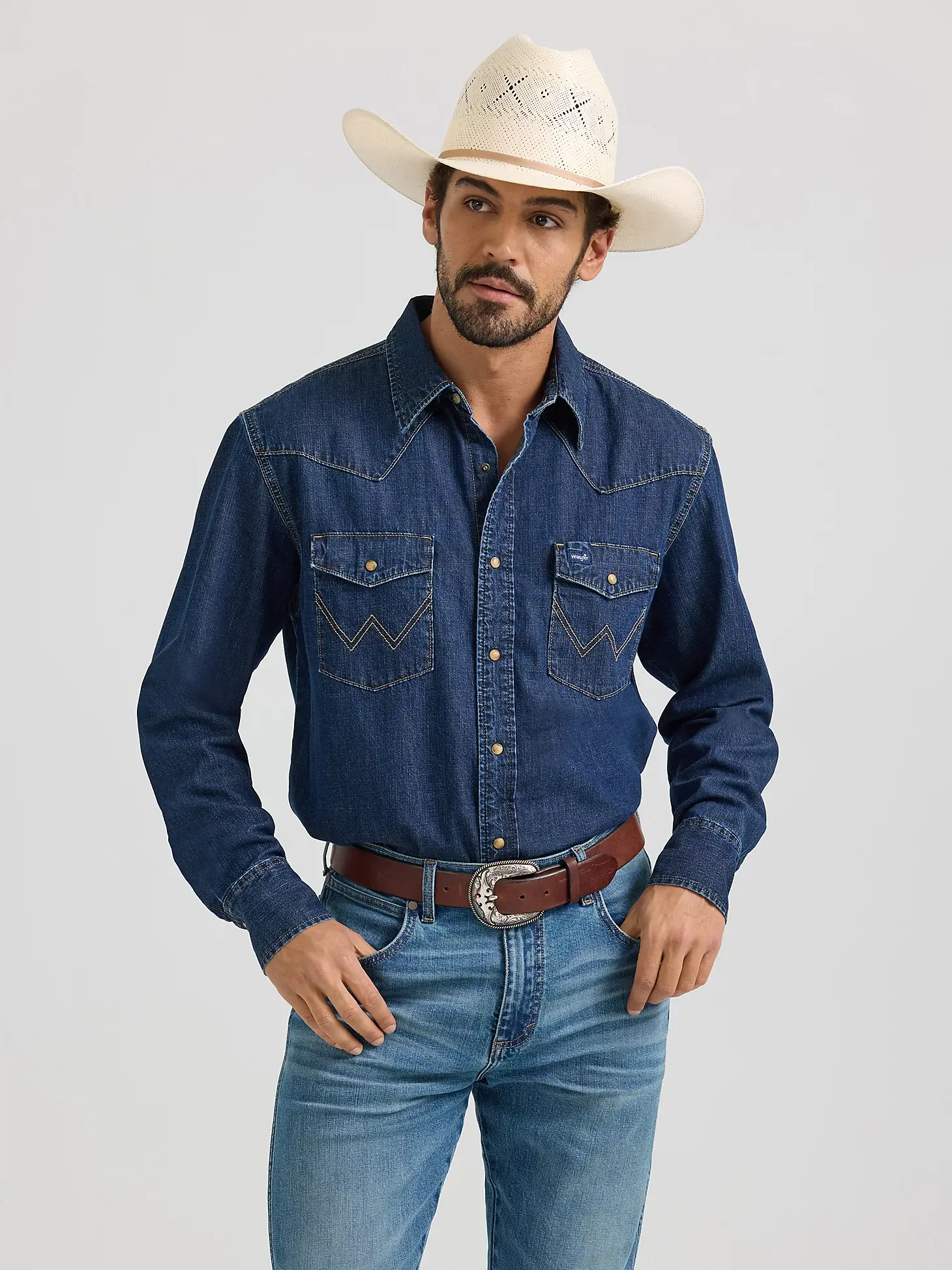 Men's Wrangler Classic Denim Western Snap Shirt