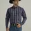 Thumbnail: WRANGLER MENS GEORGE STRAIT LONG SLEEVE BUTTON DOWN NAVY AND FUSCHIA PLAID