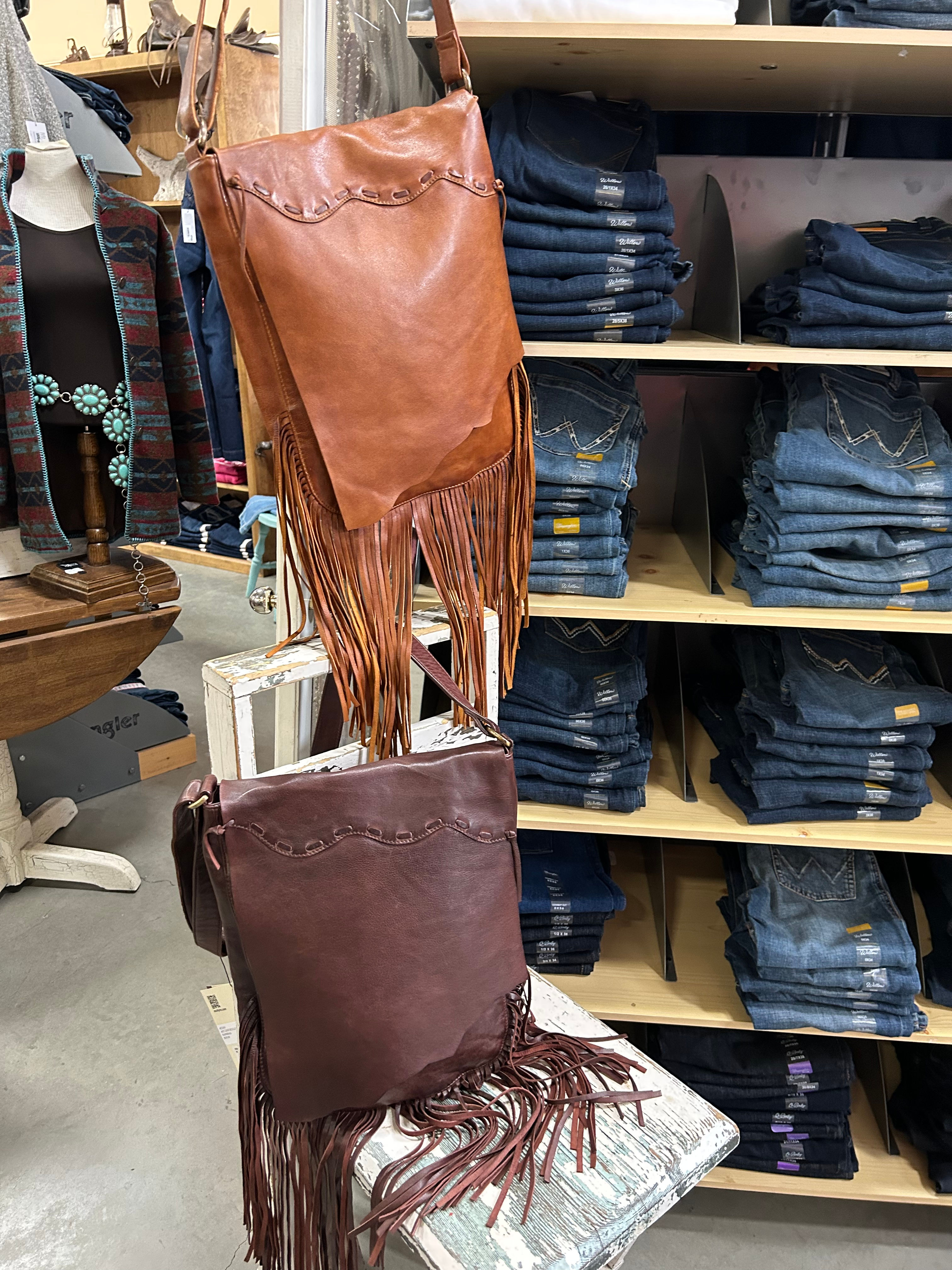 SCULLY LEATHER FRINGE HANDBAG