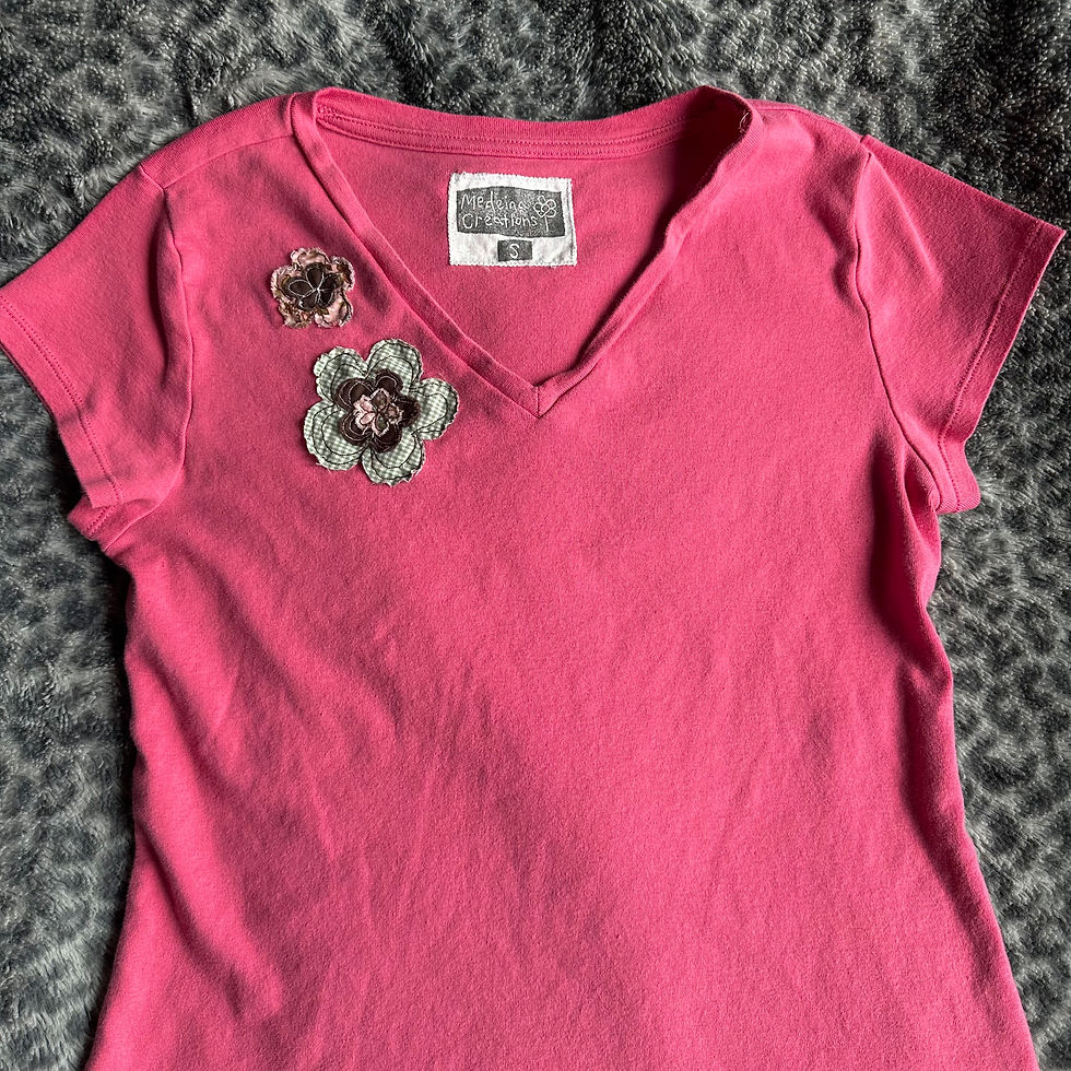 Thumbnail: Coral Pink Patchwork Flower Shirt