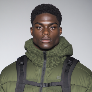 male fashion model in green coat
