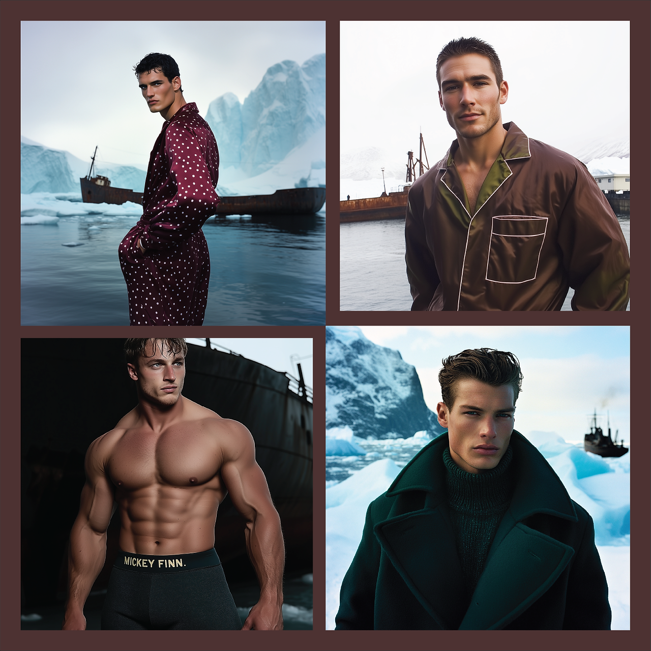 Fashion moodboard with Antartica theme