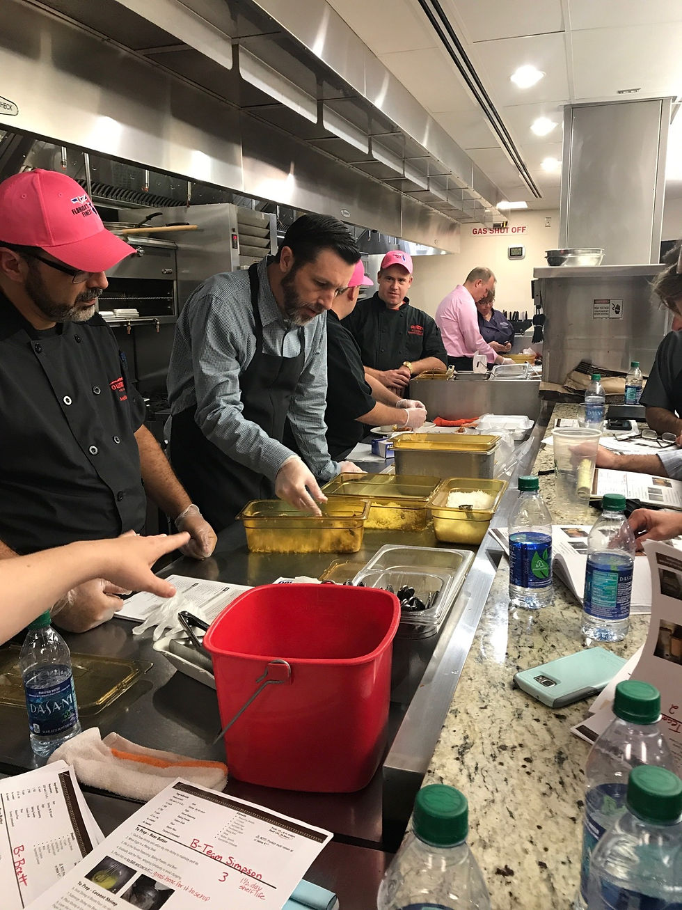 kitchen manager and restaurant staff working in kitchen together