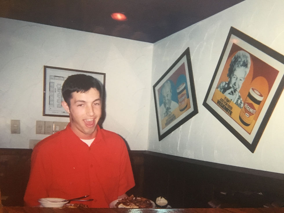 Jason Brooks serving tables early in his restaurant career