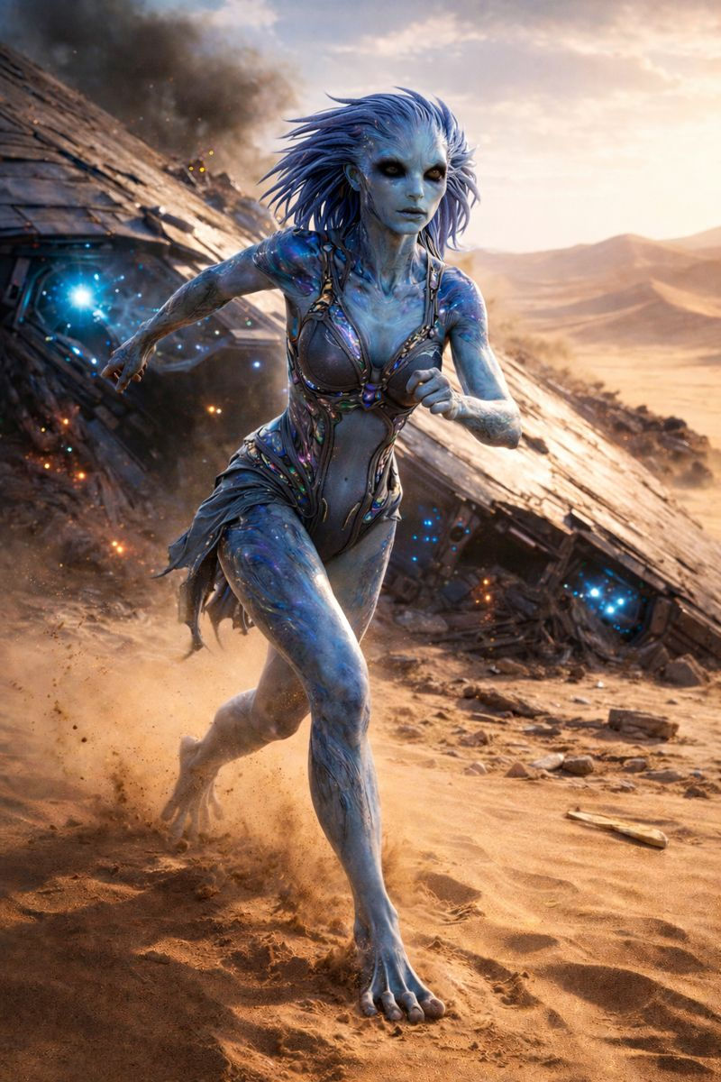 Vaelith form escaping from soltan ship_2000_CHATGPT1