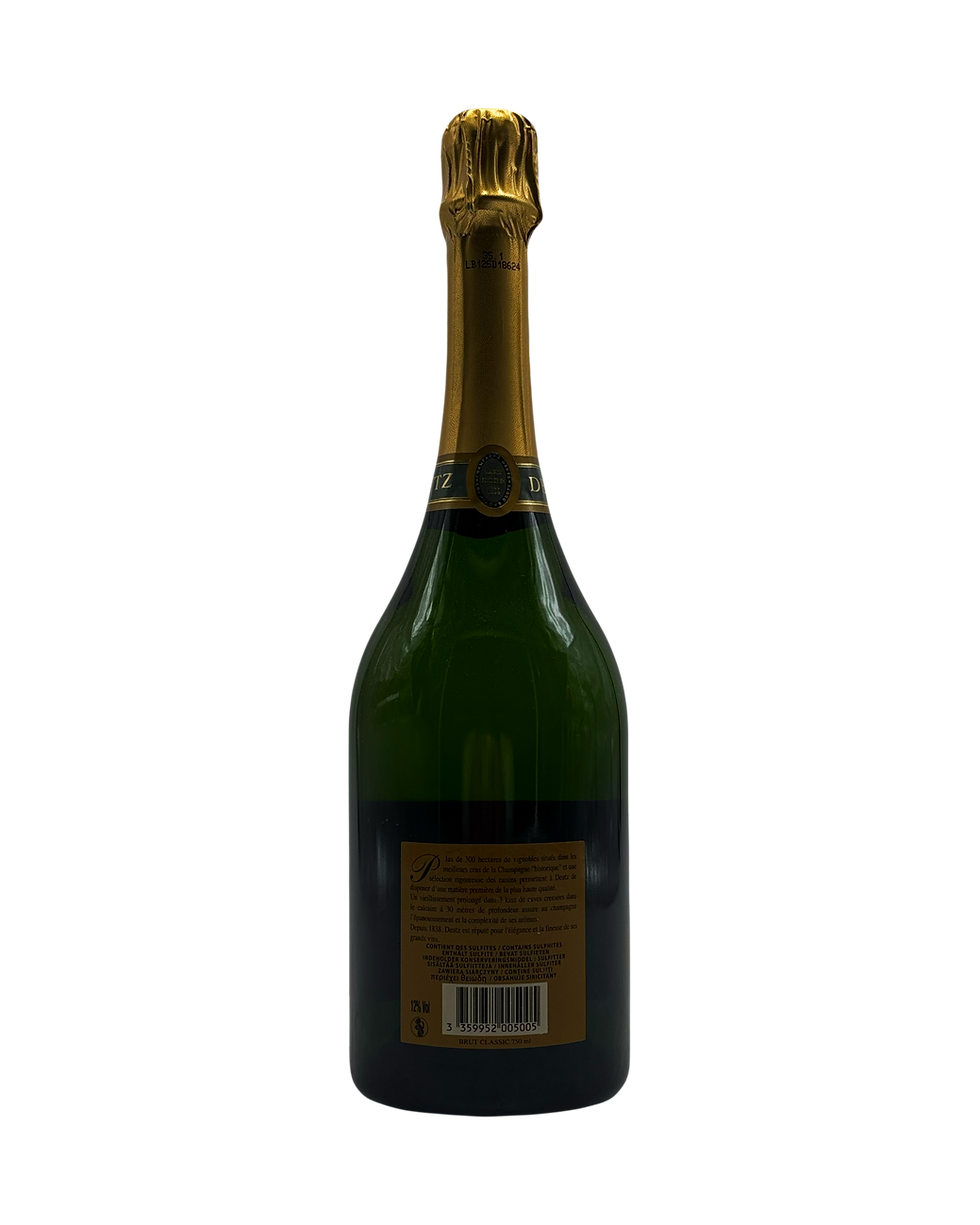Bouteille de champagne Deutz Brut Classic, vue de dos.