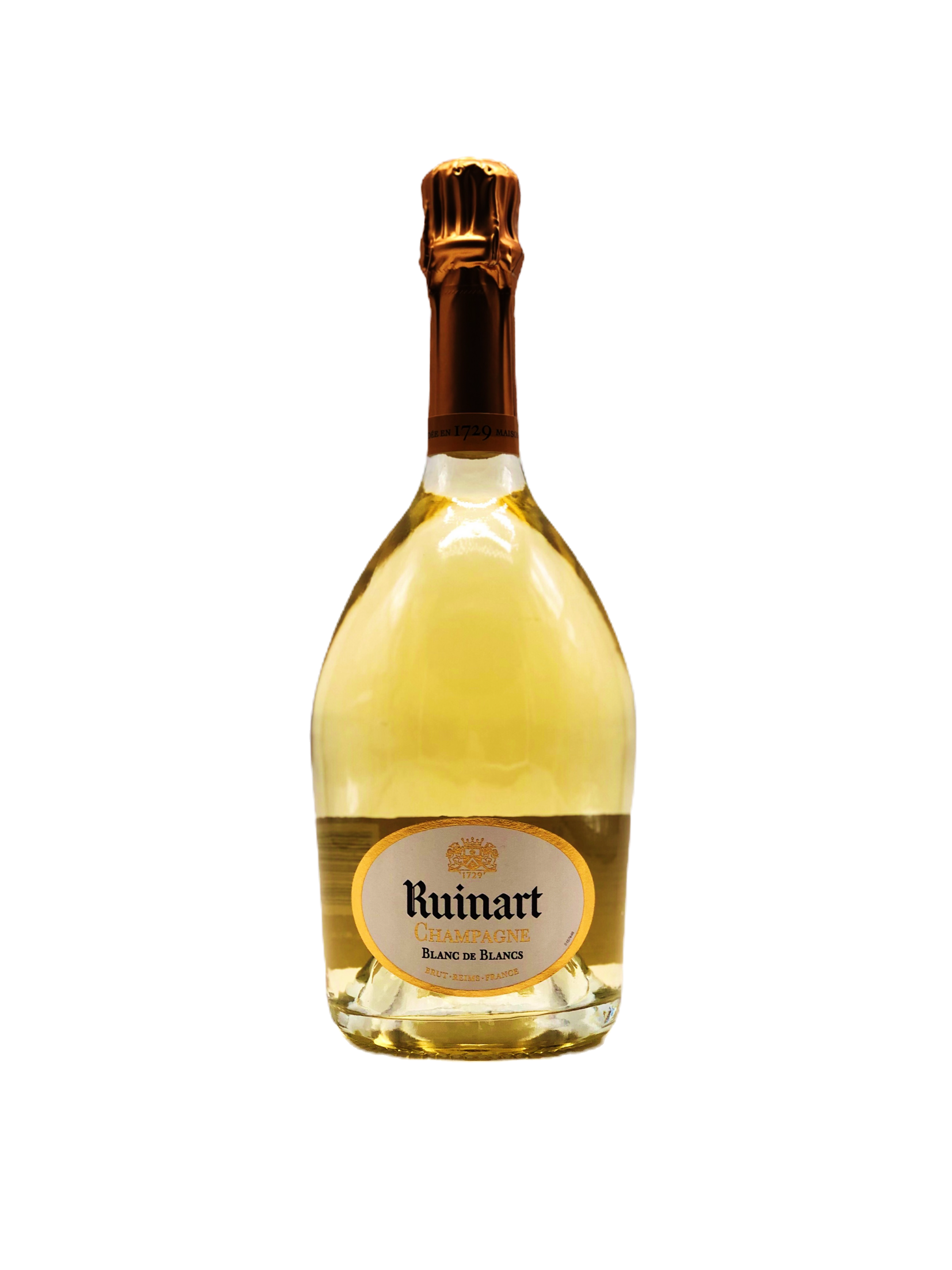 Bouteille de champagne de Ruinart Blanc de Blancs.