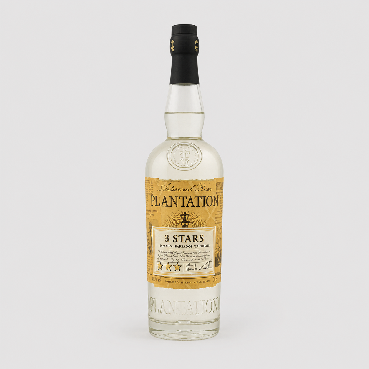 Bouteille de rhum blanc des Caraïbes Plantations 3 stars.