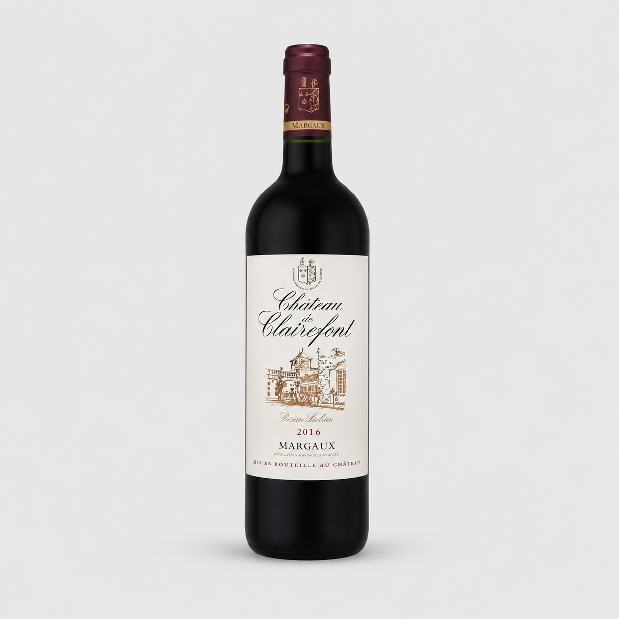 Bouteille de vin rouge bordelais Château de Clairefont 2017 en appellation Margaux.