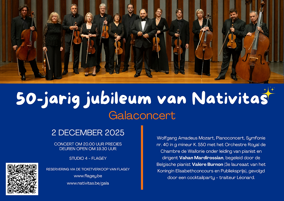 Concert de gala pour les 50 ans de Nativitas le mardi 2 décembre 2025 à Flagey