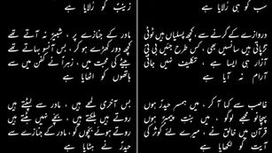 Ummat ne Muhammad(s) ki, jalta hua darwaza, Zehra(s) pe giraya hay