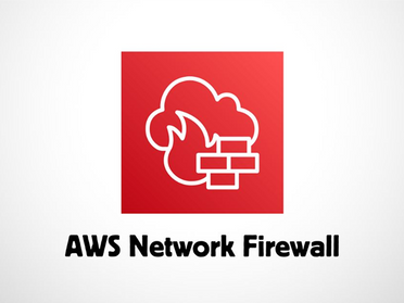 A digital graphic representing cloud security, featuring the AWS Network Firewall interface monitoring data streams.