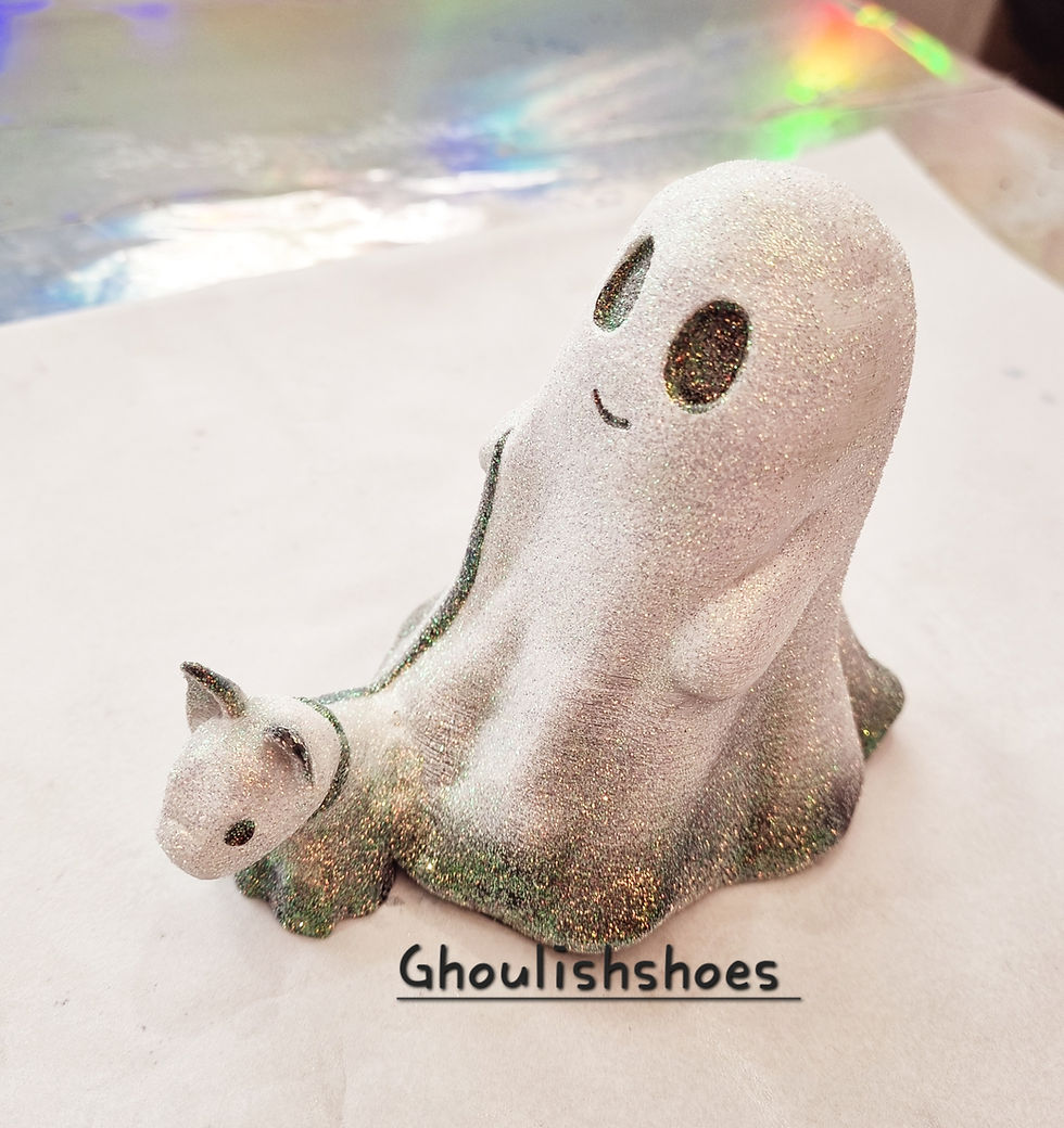 Miniature : Ghoulish ghost and pooch dog 