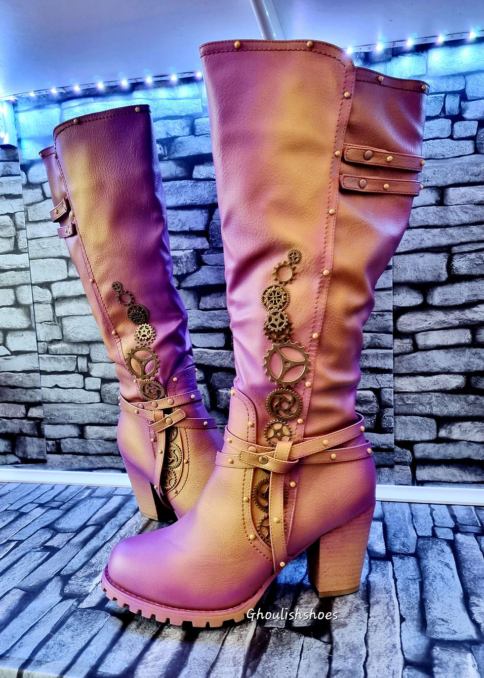 Miniatura: Gold purple steampunk cog boots 