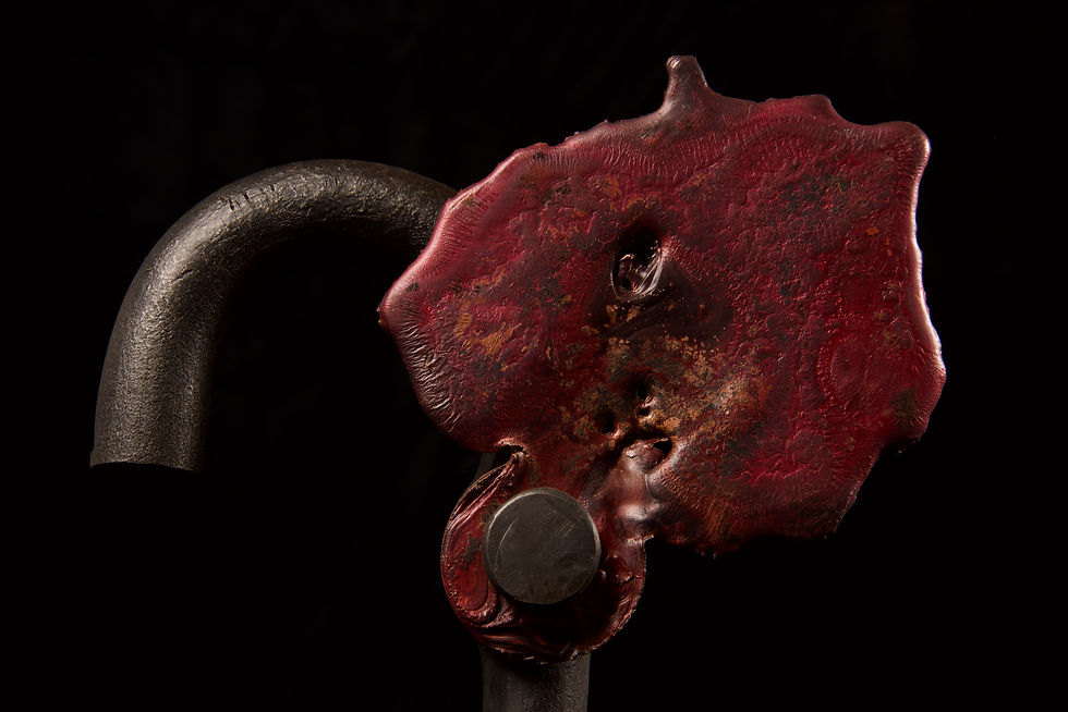 Molten copper sculpture.