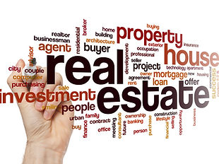 Real estate word cloud with investment and property terms.