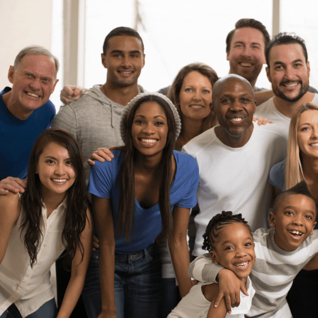 a group of multi-generational and multi-racial individuals with thought bubbles indicating their concerns over the care and future of themselves and loved ones.