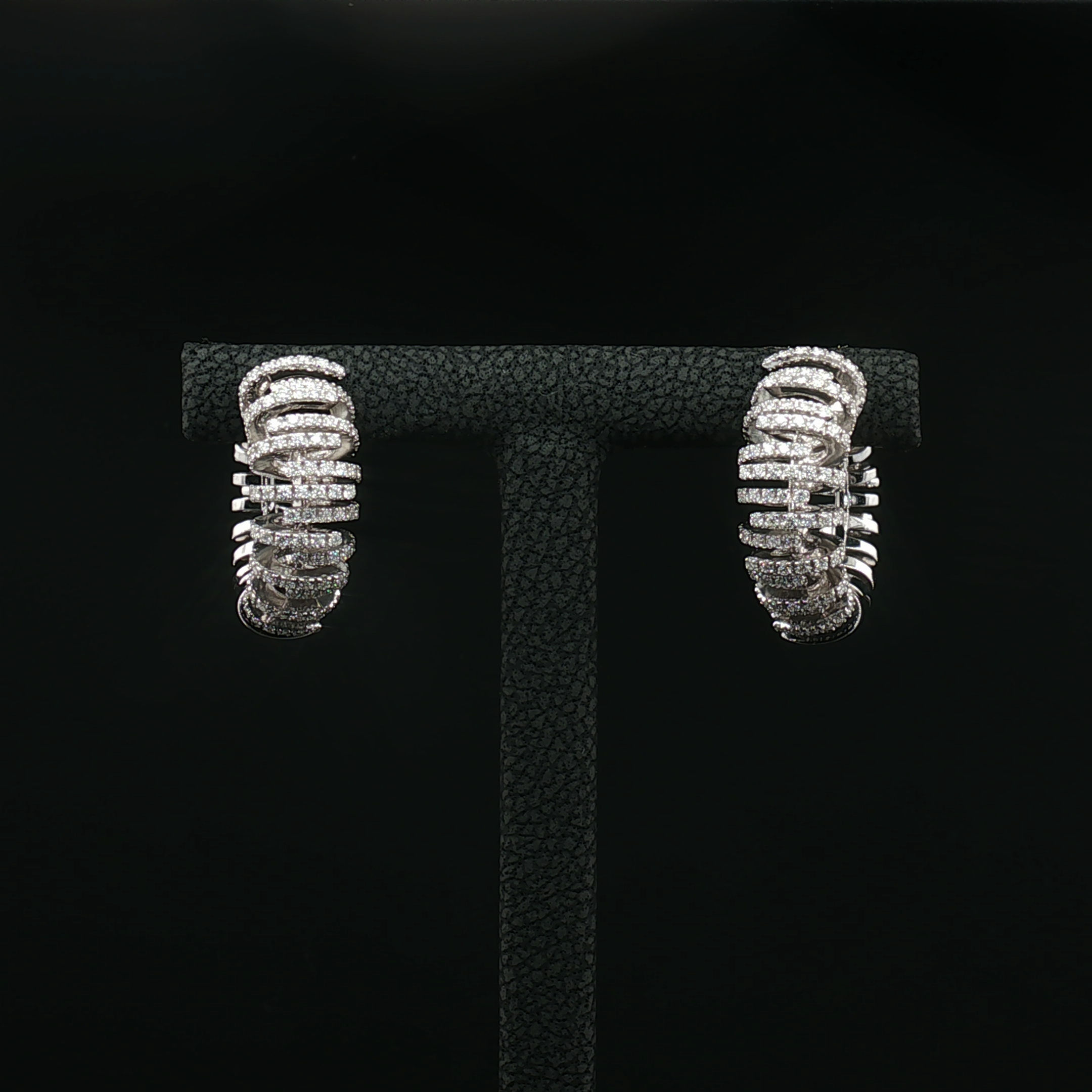 Multi Row Diamond Hoop Earrings