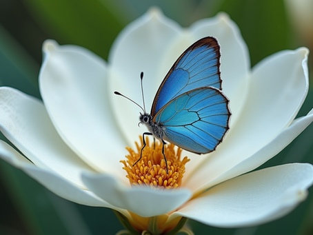 Painting in Progress: Watercolor Magnolia with Blue Morph Butterfly