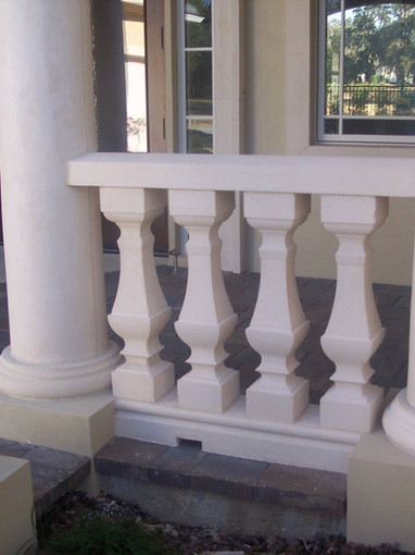 Detailed exterior posts, railings, and spindles