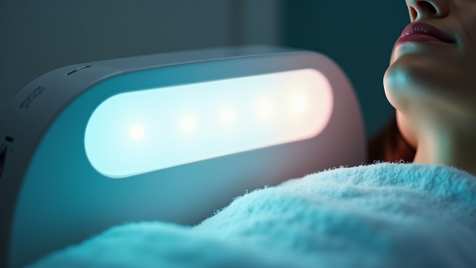 Close-up view of LED light panel used for skin therapy