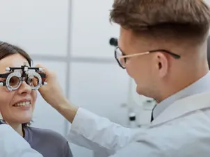 What is refraction in an eye exam?