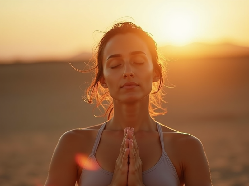 mujer en calma, meditando 