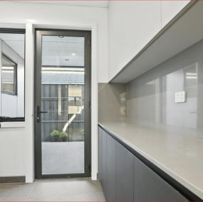 Modern commercial interior with painted walls for professional office painters