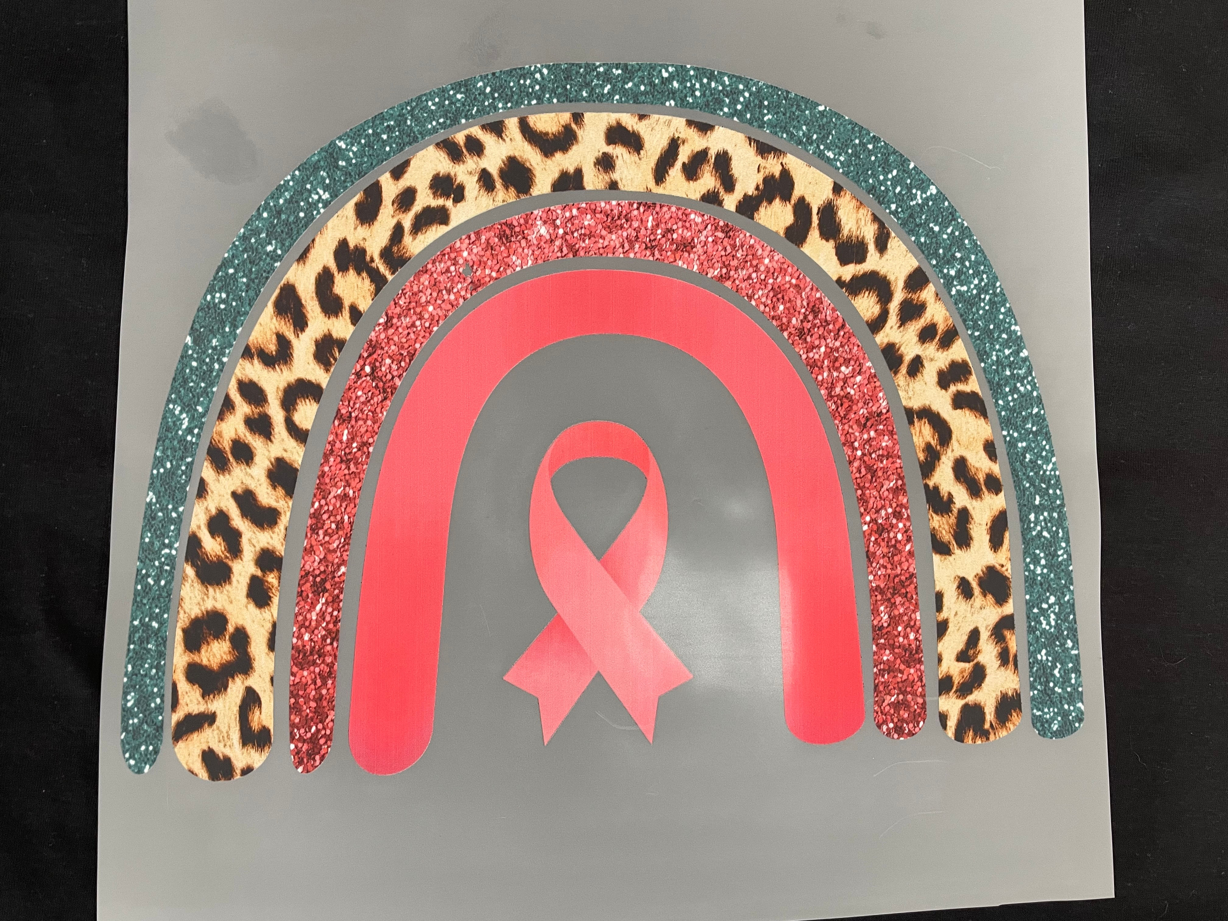 Breast Cancer Leopard Rainbow Vinyl Transfer