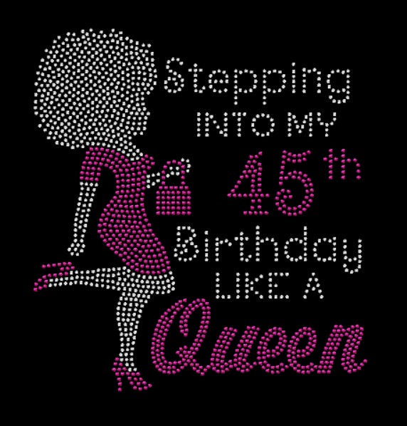 Thumbnail: Stepping into My Birthday Like a Queen Afro Woman Rhinestone Transfer