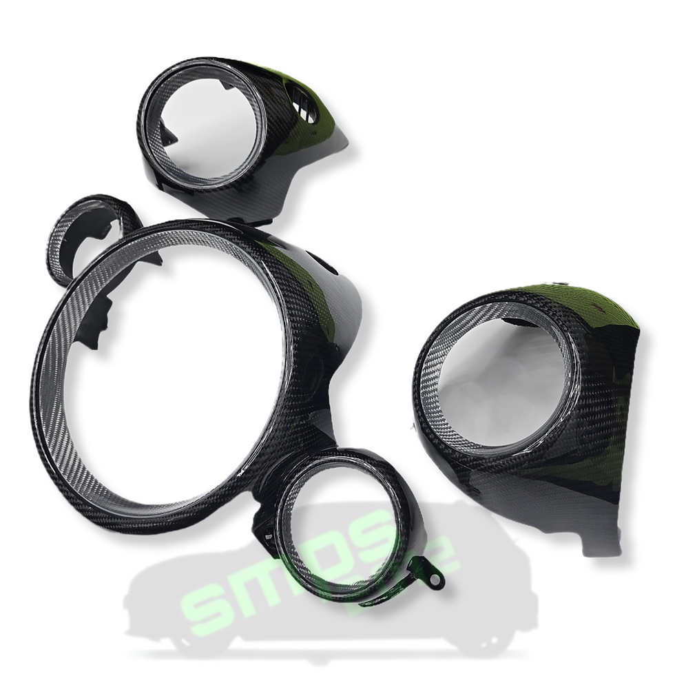 Thumbnail: Mini R56 Red + Black Carbon Fiber Dashboard Center + Air Vent Surrounds