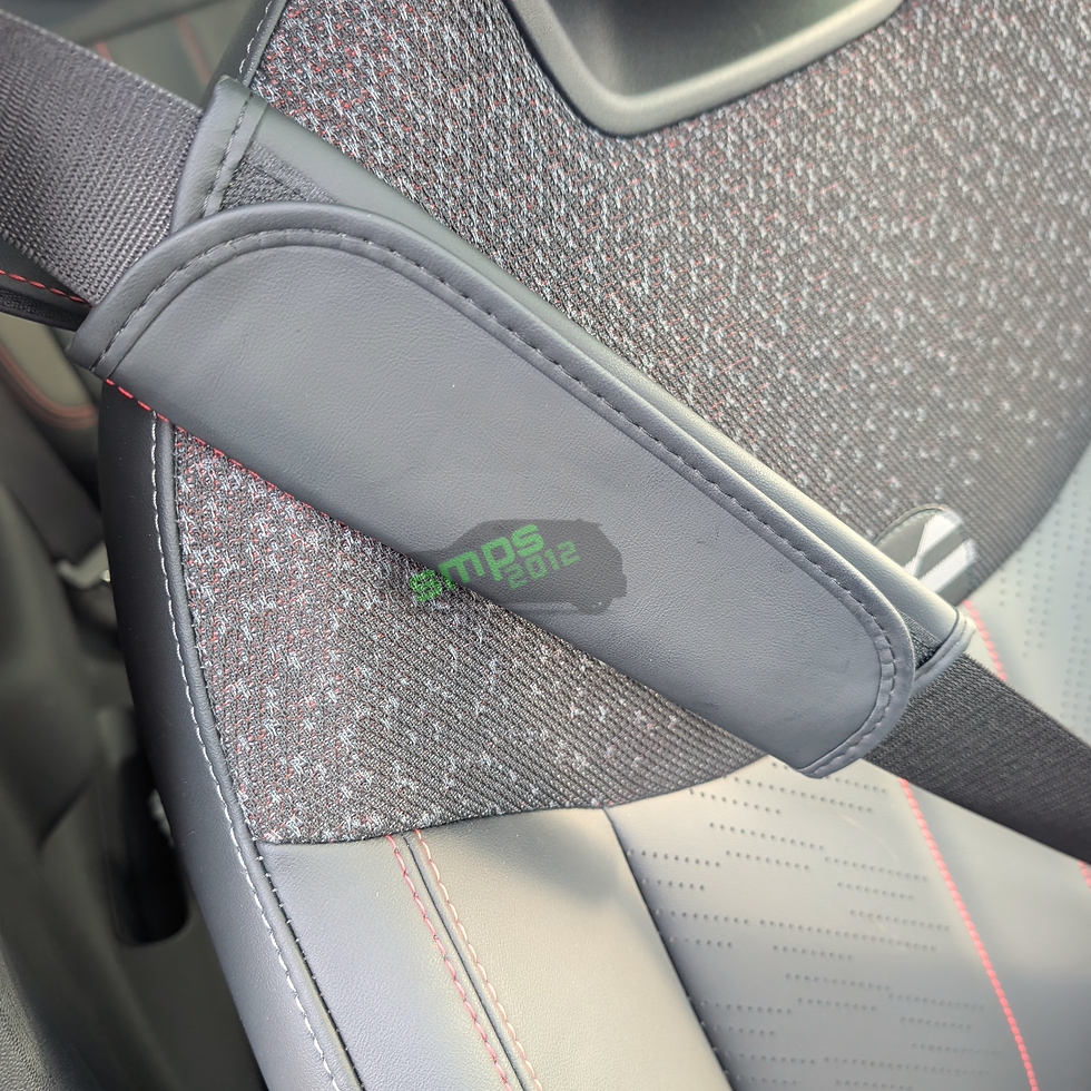 Thumbnail: Leather Seatbelt Shoulder Pad Cover for MINI JCW (New) 2pcs, Black & Red Stitch