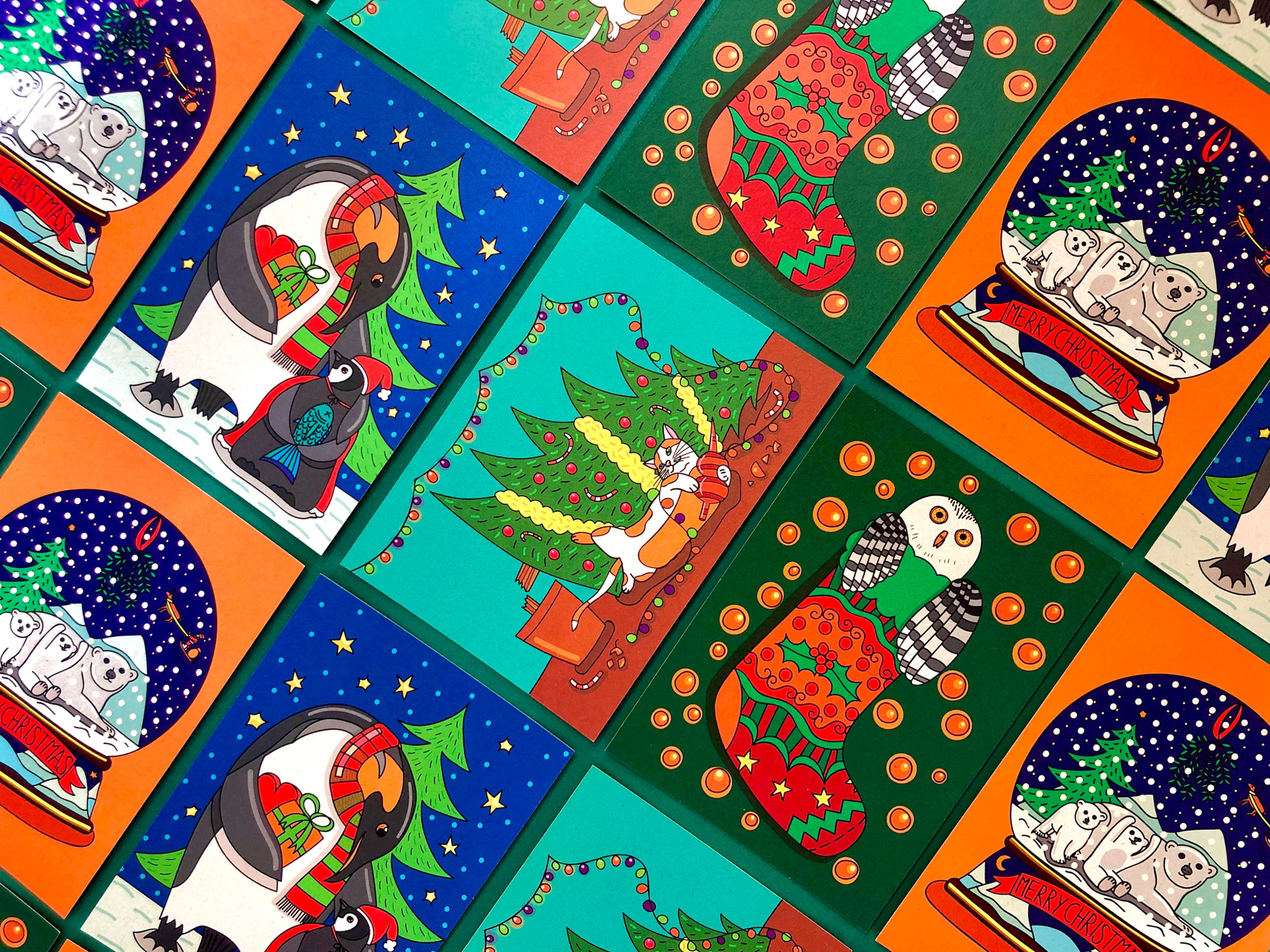 Set van 13 kerstkaarten