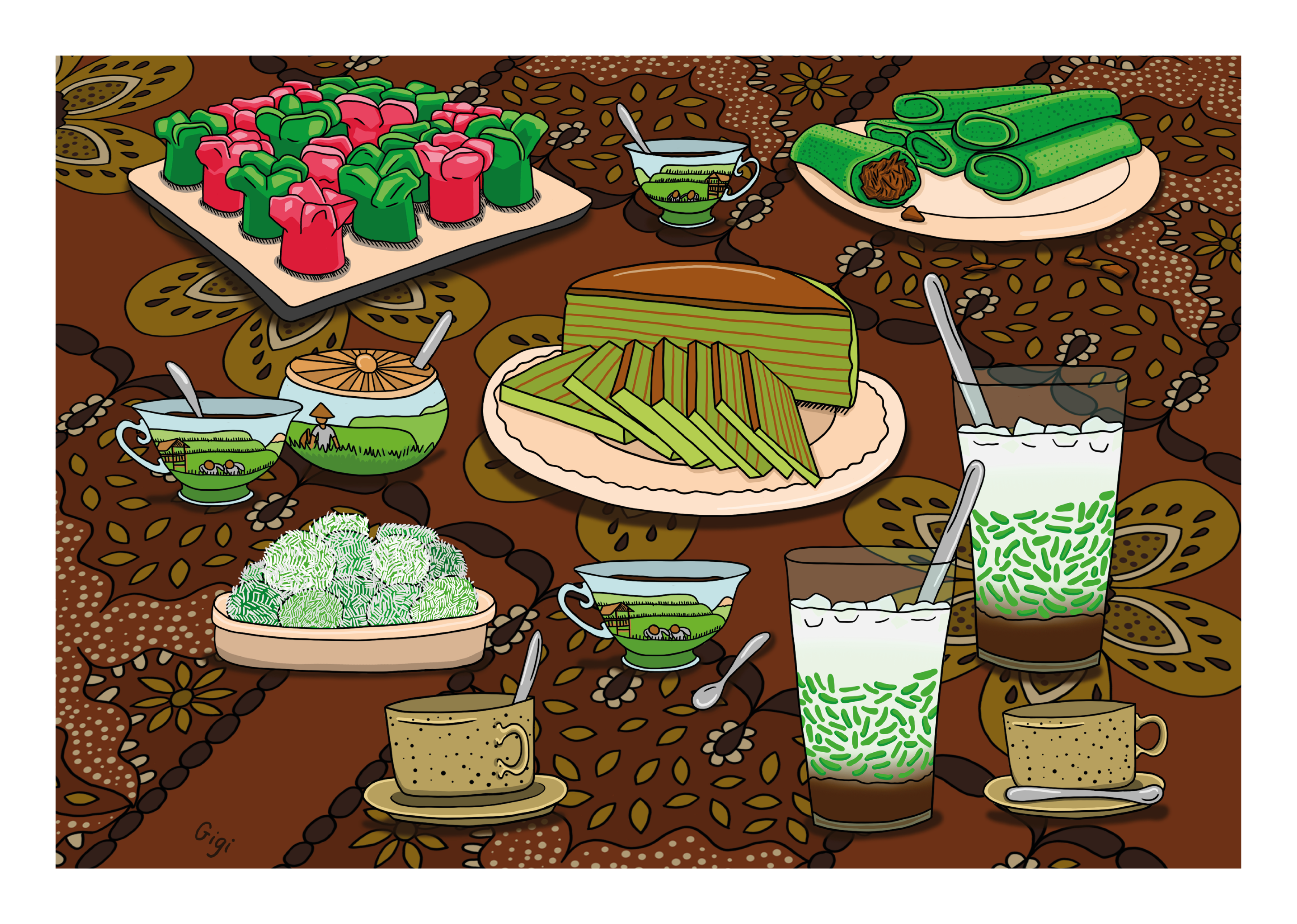 A4 print: Indische snack tafel