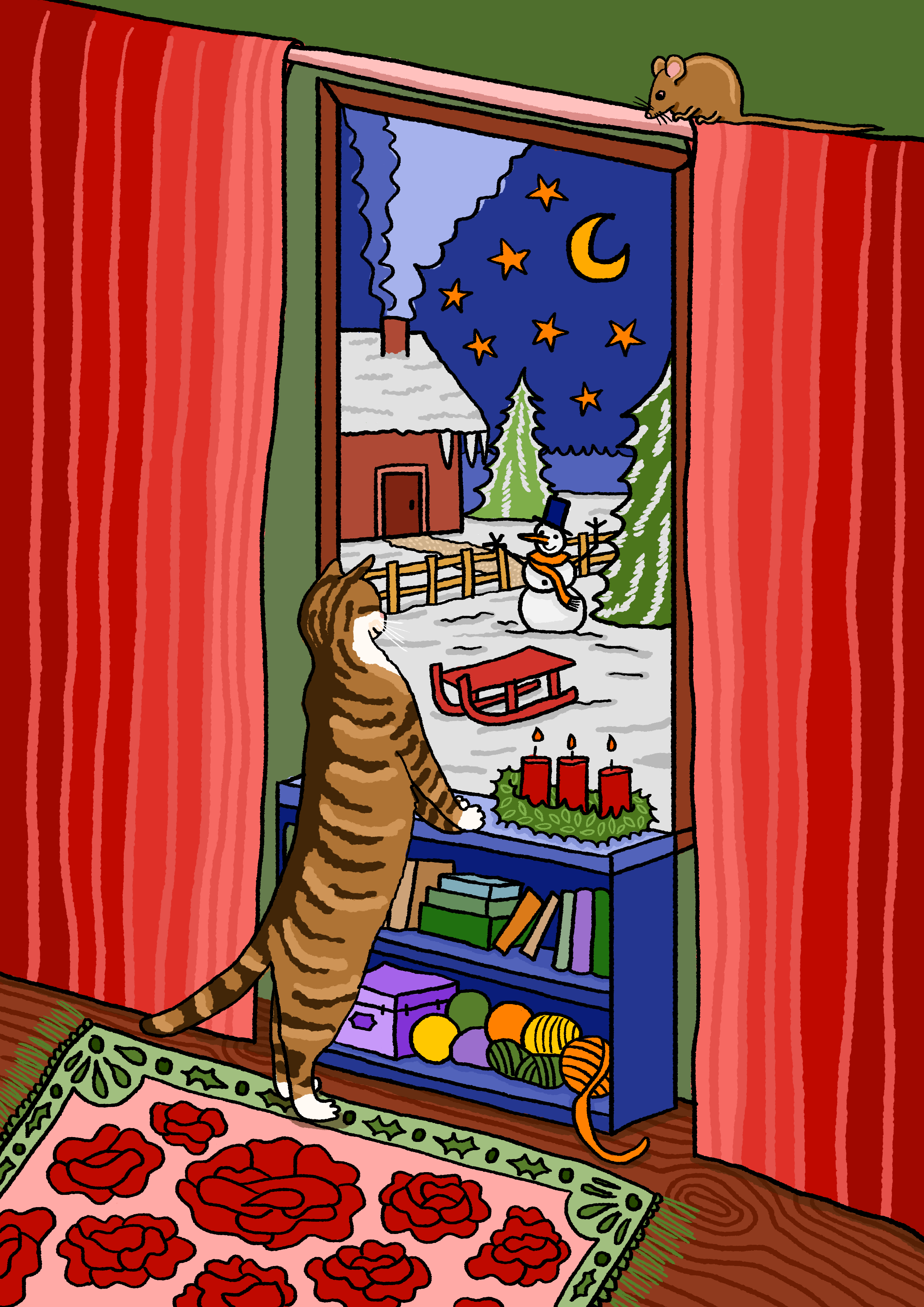 Winterlandschap met kat