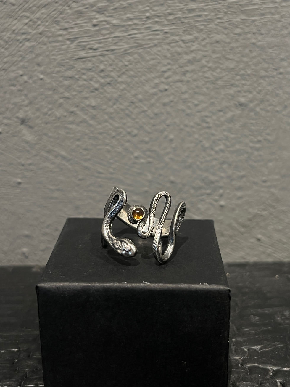 Silver Snake Ring With Orange Stone Osa Ozdoba