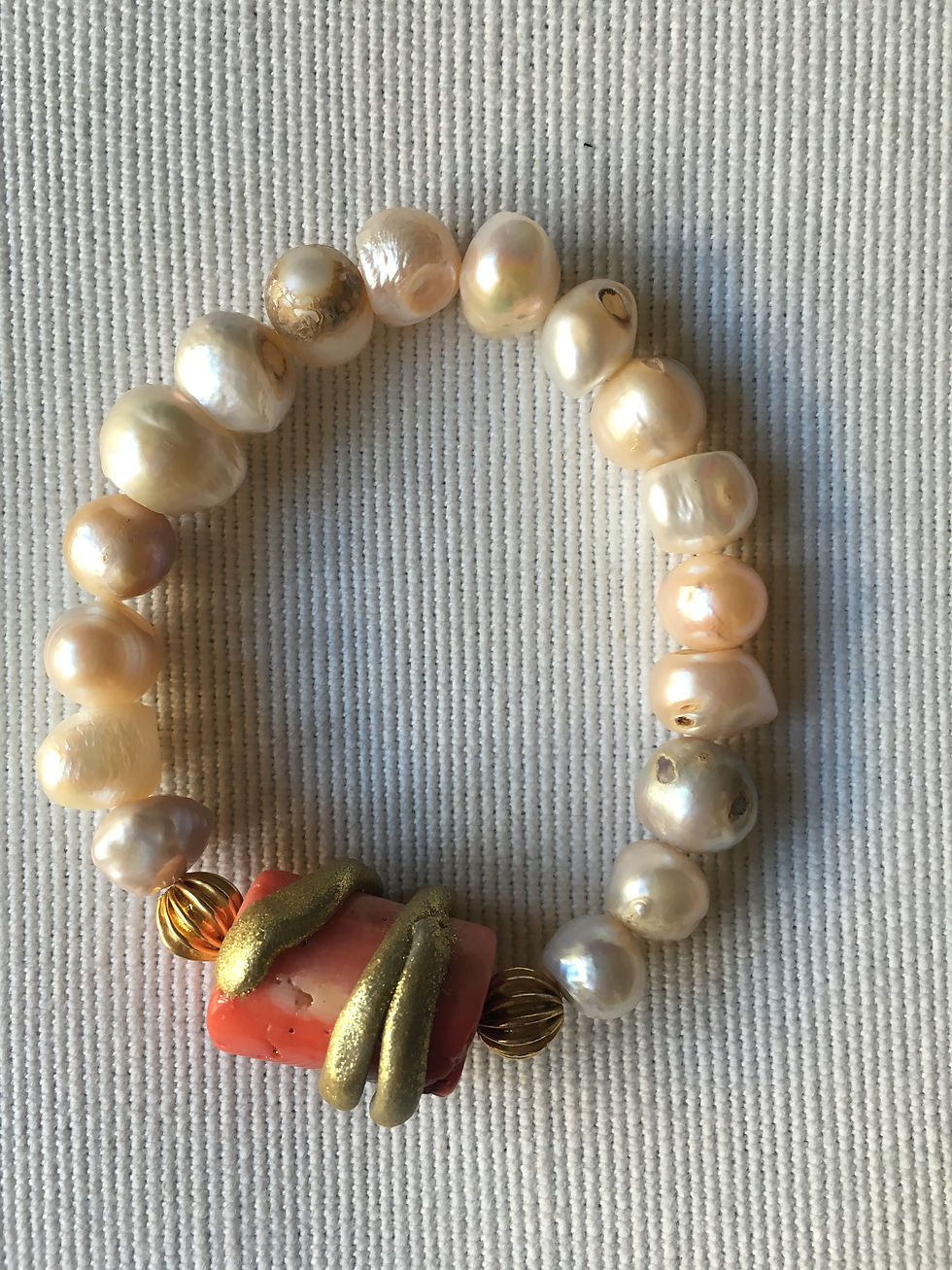 Bracciale perle e corallo bambu