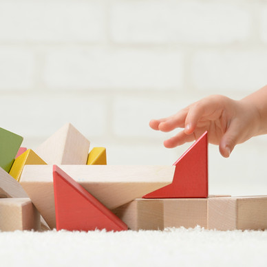 Bambino che gioca con Building Blocks